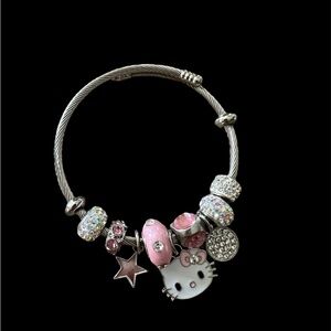 Hello Kitty Charm Bracelet with Pink and Silver Accents